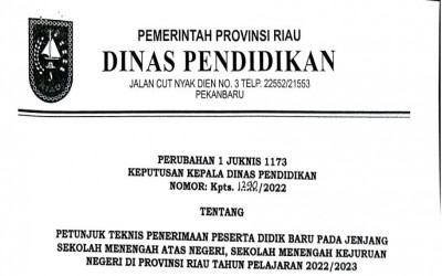 Petunjuk Teknis PPDB SMA, SMK Negeri di Provinsi Riau tp. 2022/2023
